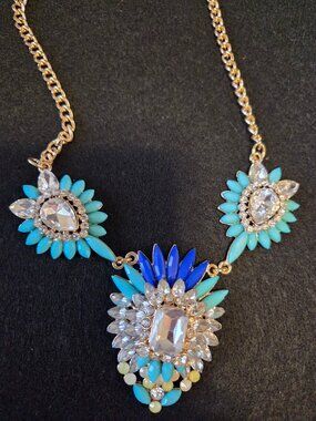 Blue/Mint Flower Statement Necklace